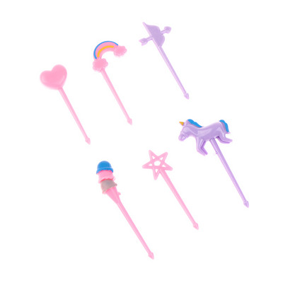6PCS/SET Kids Picks Food Picks Party Vilica za voće Crtani jednorog Trojan Bento kutija Ukrasna vilica Mini vilica za kolače 2023