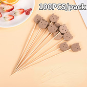 100 komada Ins Medvjed Bambusovi štapići Crtani film Vilica za voće Sendvič Bento Party Decor štapići Snack Torta Desert Pickalica za hranu Čačkalica