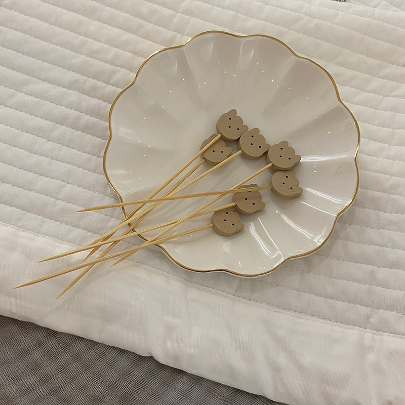 100 komada Ins Medvjed Bambusovi štapići Crtani film Vilica za voće Sendvič Bento Party Decor štapići Snack Torta Desert Pickalica za hranu Čačkalica