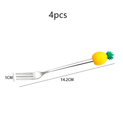 3/4 tk roostevabast terasest armsad puuviljakujulised kohvilusikad puuvilja magustoidu lusikas Kahvel kommid teelusikas joogi lauanõud köögitarbed