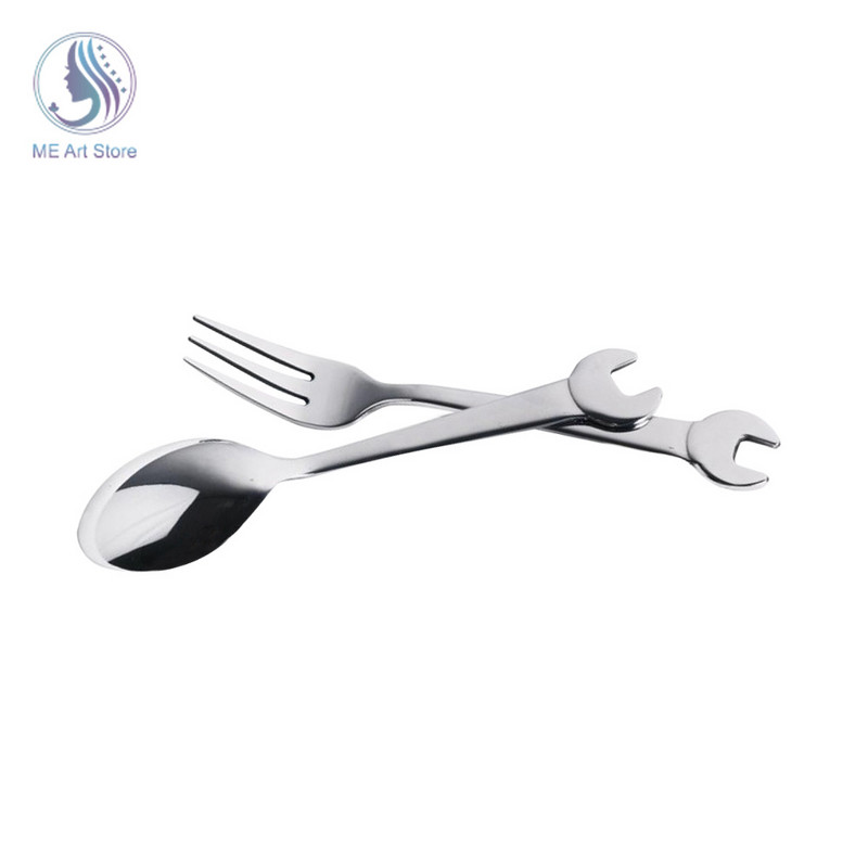 1kom Ključ od nehrđajućeg čelika Vilica Žlica Posuđe Odrezak Nož Večera Voće Desert Duge vilice Čajna žlica Za piknik Kampiranje
