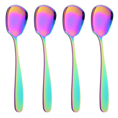4 tk värviline söögiriistade komplekt 304 roostevabast terasest ruudukujuline lusika komplekt riisi lusika kulp magustoidu jäätise laua lusikas kööginõud