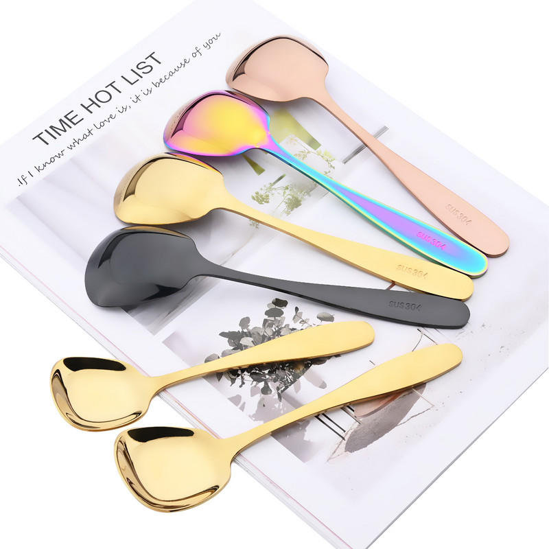 4 tk värviline söögiriistade komplekt 304 roostevabast terasest ruudukujuline lusika komplekt riisi lusika kulp magustoidu jäätise laua lusikas kööginõud