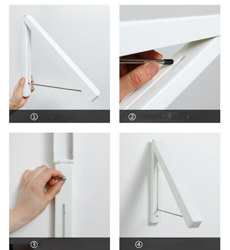 Sissetõmmatav peidetud kuivatusrest Kokkupandav seinariip, mulgustamata hoiupink Rõdu Vannituba Ühiselamu Riideid riputada