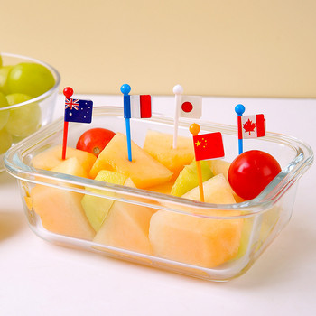 Карикатура Плодове Вилица Чайник Флаг Цвете Деца Избор на храна Клечка за зъби Десерт Декорация Плодове Кутия за обяд Аксесоари