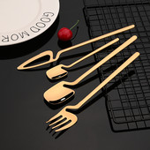 Kuldne 18/10 roostevabast terasest sööginõude komplekt 4 tk peegel söögiriistad kohvilusikas kahvel nuga Western Bar peo lauanõude komplekt