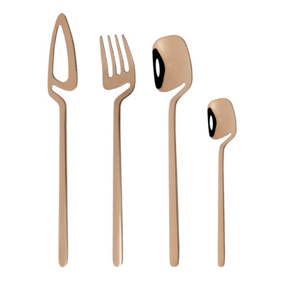 Kuldne 18/10 roostevabast terasest sööginõude komplekt 4 tk peegel söögiriistad kohvilusikas kahvel nuga Western Bar peo lauanõude komplekt