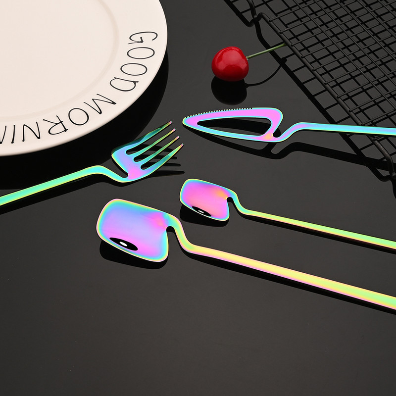 Kuldne 18/10 roostevabast terasest sööginõude komplekt 4 tk peegel söögiriistad kohvilusikas kahvel nuga Western Bar peo lauanõude komplekt