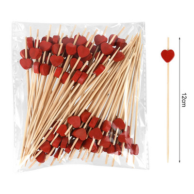 100 tk bambusest puuviljast hambaorkid armsad karusüdamed Rootsi lauas Kokteilipulgad puuviljavardad pulma-sünnipäevapeo tordikaunistuseks