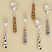 Roostevabast terasest magustoidu lusikas laste riisilusikas söögiriistad koogikahvel Köök sööginõud Sebra Leopard Lehma muster