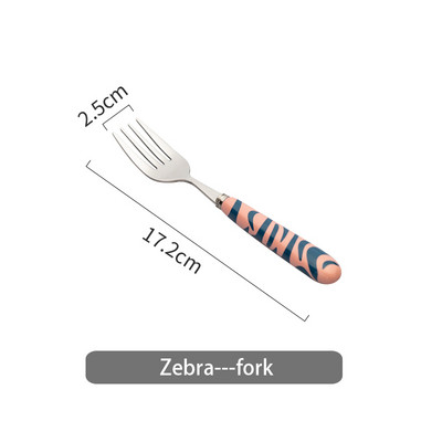 Roostevabast terasest magustoidu lusikas laste riisilusikas söögiriistad koogikahvel Köök sööginõud Sebra Leopard Lehma muster