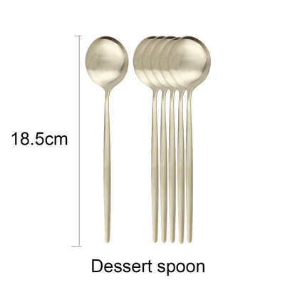 6 tk magustoidulusikas valge kuldne matt söögiriistad roostevabast terasest söögiriistad lusikas hõbenõud kööginõud must kullast lauanõud