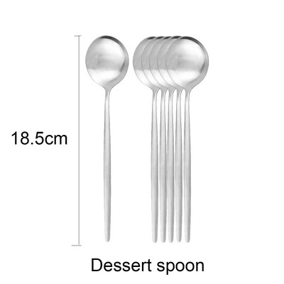 6 tk magustoidulusikas valge kuldne matt söögiriistad roostevabast terasest söögiriistad lusikas hõbenõud kööginõud must kullast lauanõud