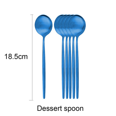 6 tk magustoidulusikas valge kuldne matt söögiriistad roostevabast terasest söögiriistad lusikas hõbenõud kööginõud must kullast lauanõud