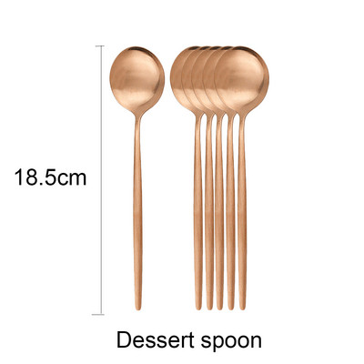 6 tk magustoidulusikas valge kuldne matt söögiriistad roostevabast terasest söögiriistad lusikas hõbenõud kööginõud must kullast lauanõud