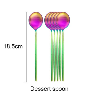 6 tk magustoidulusikas valge kuldne matt söögiriistad roostevabast terasest söögiriistad lusikas hõbenõud kööginõud must kullast lauanõud