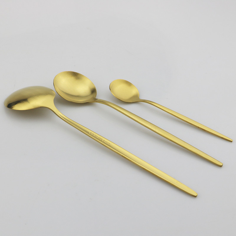 6 tk magustoidulusikas valge kuldne matt söögiriistad roostevabast terasest söögiriistad lusikas hõbenõud kööginõud must kullast lauanõud