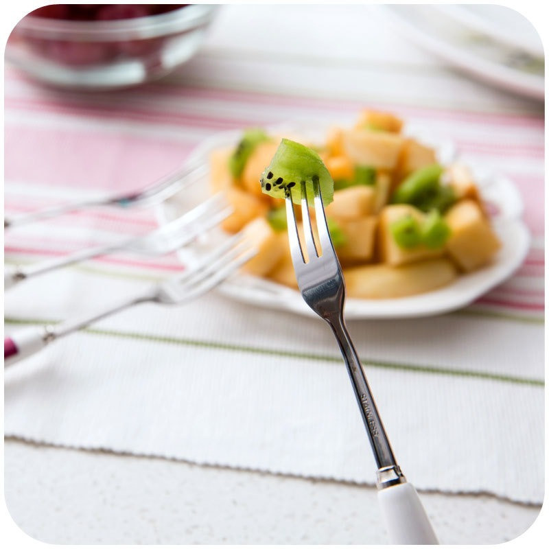 Vilica za voće od nehrđajućeg čelika Keramička ručka Slatki medo Vilica za desert Ekološki prihvatljivo posuđe Dječje vilice Kuhinjsko posuđe