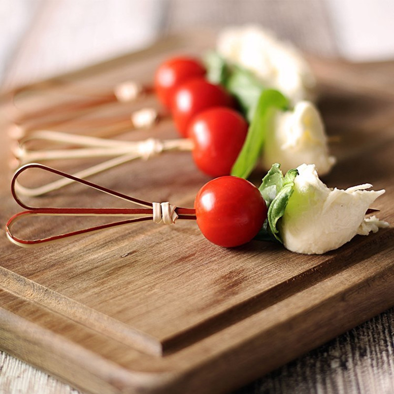 50 tk 12cm lõigatud kujuga nöör fantastiline loominguline bambusest märk puu vardas kokteilikahvel puu puu isuäratav hambaork puuvili