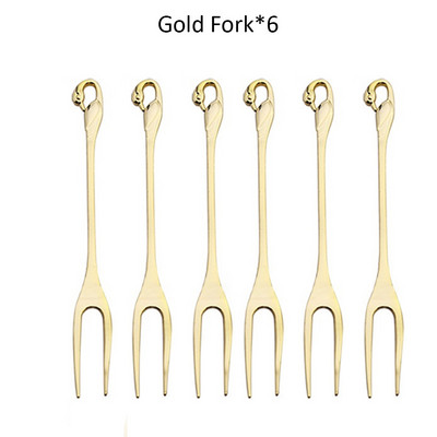 6 vnt. gulbės vaisių pagrindo šakučių laikiklio nerūdijančio plieno salotų rinkinys desertinės šakutės Kavos šaukštas pyragas Stalo reikmenys Stalo reikmenys Dropshipping