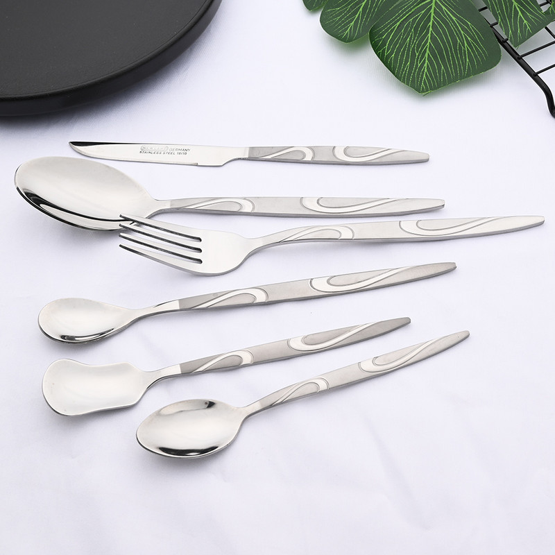 Ασημένια μακριά λαβή σετ κουταλιών καθρέφτης σετ μαχαιροπήρουνων από ανοξείδωτο ατσάλι Γυαλισμένο ποτό ανάδευσης Επιδόρπιο παγωτό κουτάλι τσαγιού σερβίτσιο