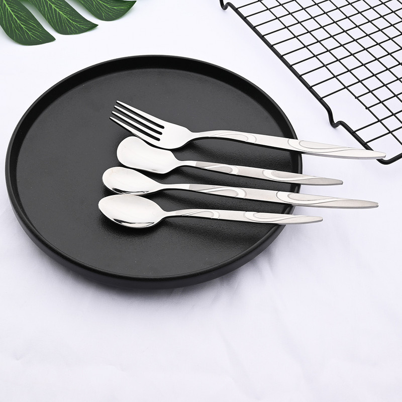 Ασημένια μακριά λαβή σετ κουταλιών καθρέφτης σετ μαχαιροπήρουνων από ανοξείδωτο ατσάλι Γυαλισμένο ποτό ανάδευσης Επιδόρπιο παγωτό κουτάλι τσαγιού σερβίτσιο