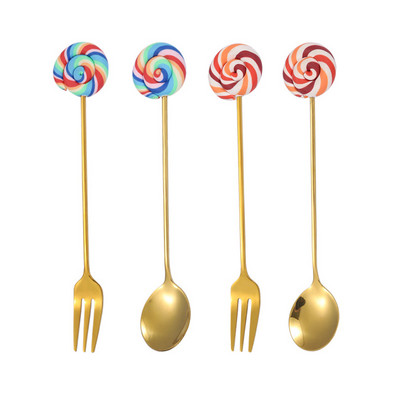 4Pcs zlatne žlice vilice od nehrđajućeg čelika kava žličica za miješanje lizalica drška Posuđe za desert kolač sladoled salata med