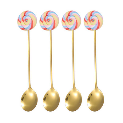 4Pcs zlatne žlice vilice od nehrđajućeg čelika kava žličica za miješanje lizalica drška Posuđe za desert kolač sladoled salata med