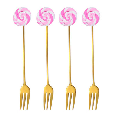 4Pcs zlatne žlice vilice od nehrđajućeg čelika kava žličica za miješanje lizalica drška Posuđe za desert kolač sladoled salata med