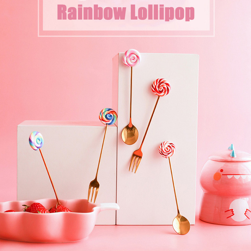 4Pcs zlatne žlice vilice od nehrđajućeg čelika kava žličica za miješanje lizalica drška Posuđe za desert kolač sladoled salata med