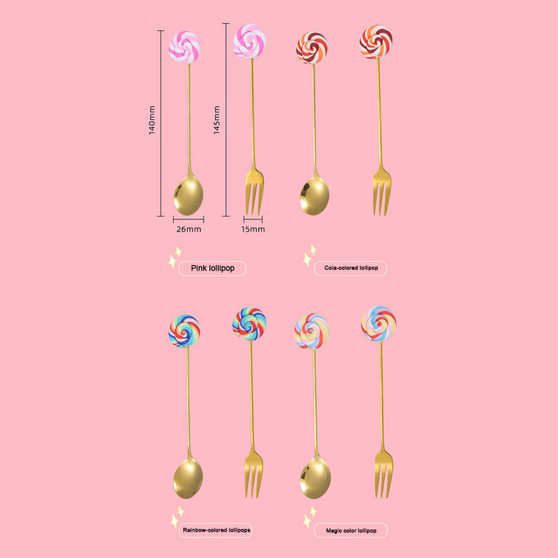 4Pcs zlatne žlice vilice od nehrđajućeg čelika kava žličica za miješanje lizalica drška Posuđe za desert kolač sladoled salata med