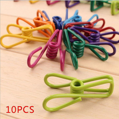 10 buc. clemă metalică de culoare aleatorie șosete pentru prosoape umerașe pentru rufe Agrafe puternice de prindere în aer liber, pliabil pentru uscător de haine.