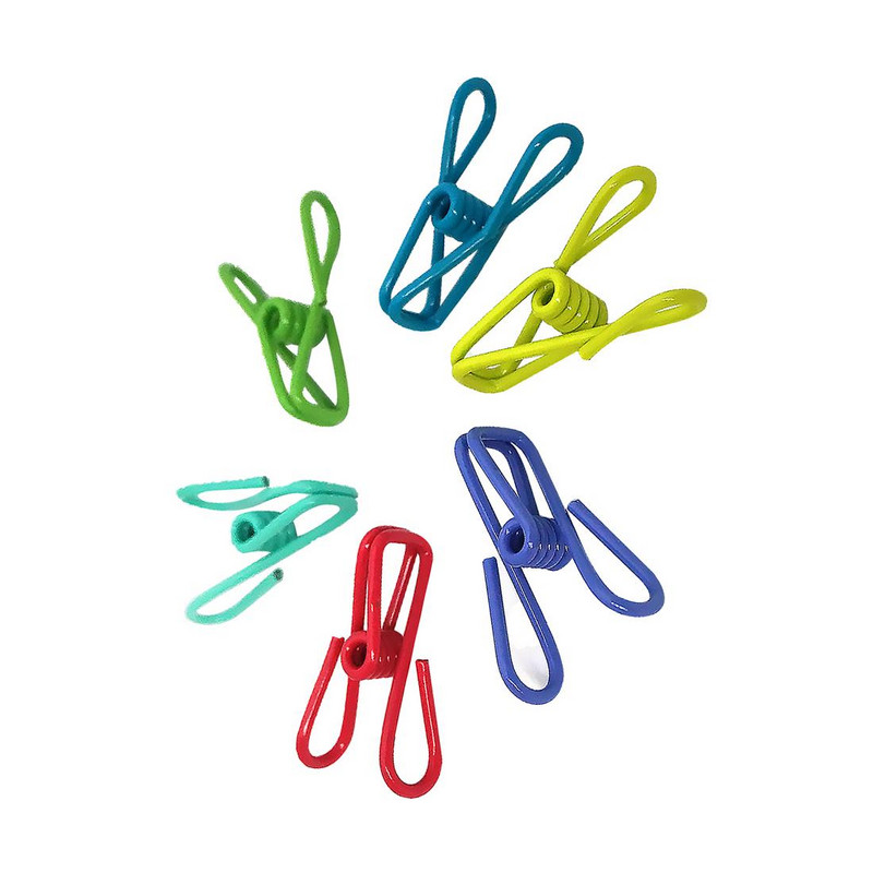 10 buc. clemă metalică de culoare aleatorie șosete pentru prosoape umerașe pentru rufe Agrafe puternice de prindere în aer liber, pliabil pentru uscător de haine.