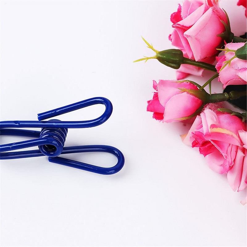 10 buc. clemă metalică de culoare aleatorie șosete pentru prosoape umerașe pentru rufe Agrafe puternice de prindere în aer liber, pliabil pentru uscător de haine.