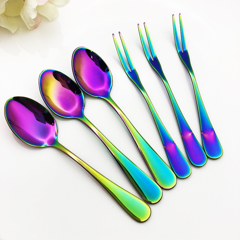 6 tk Puuvilja kooki kahvel magustoidu lusikas teelusikas roostevabast terasest jää kohvi teed lusikas söögiriistad restoran peokohvik jõulukink