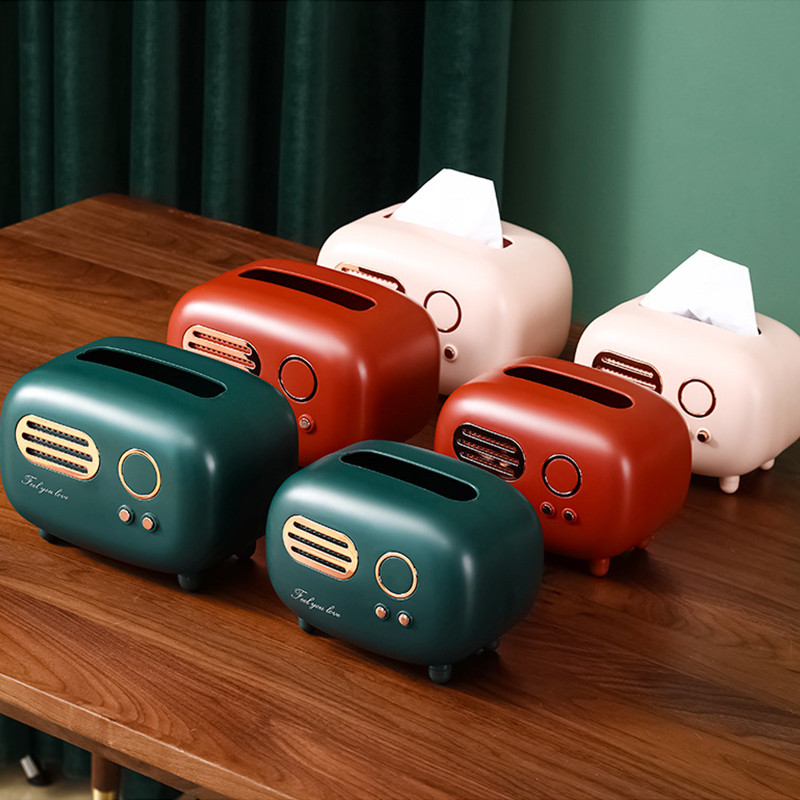 Drėgnos servetėlės dekoravimo popieriaus laikiklis laikymo servetėlių dėklas Stalinis retro radijo modelis Vintage dozatorius Organizatorius Ornamentinis audinio dėžutė