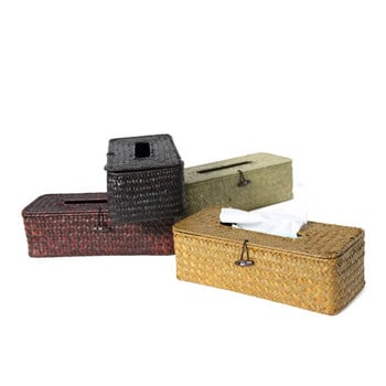 Κάλυμμα Rattan Tissue Box Ορθογώνια θήκη χαρτοπετσέτας Υφαντή χαρτοπετσέτα Δοχείο για το σπίτι για χαρτοπετσέτες αυτοκινήτου Ofiice Organizer Home