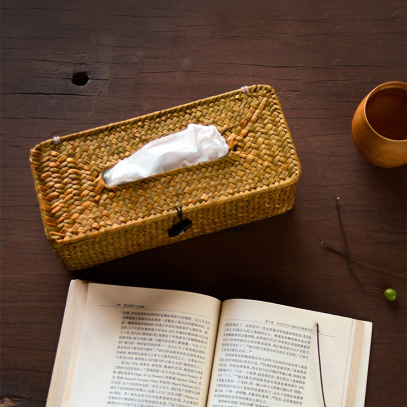 Rotango audinio dėžutės dangtelis stačiakampis servetėlių dėklas Austinis servetėlių popieriaus konteineris namų automobilinių servetėlių laikiklis Ofiice namų organizatorius