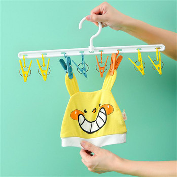 8 пластмасови щипки Ветроустойчива Щипка за пране Закачалка за пране Въже за дрехи Детски бебешки чорап Поставка за сушене на кърпи Кука за щипка за дрехи Airer Dry