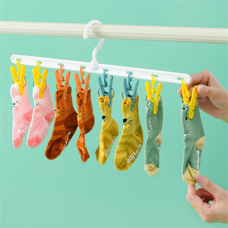 8 gnybtukai plastikiniai Vėjui atsparūs skalbinių segtukai Skalbinių kabykla Drabužių virvė kūdikiams Kojinių rankšluosčių džiovinimo lentynėlė Drabužių kabliukas Vėdiklis Dry