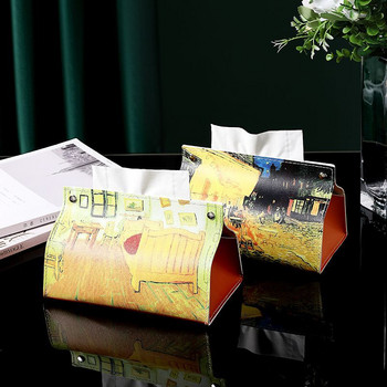 Кутия за тъкани Лека луксозна всекидневна Creative Nordic Ins Кола за съхранение на вятъра PU кожена кутия за хартия