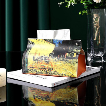 Кутия за тъкани Лека луксозна всекидневна Creative Nordic Ins Кола за съхранение на вятъра PU кожена кутия за хартия