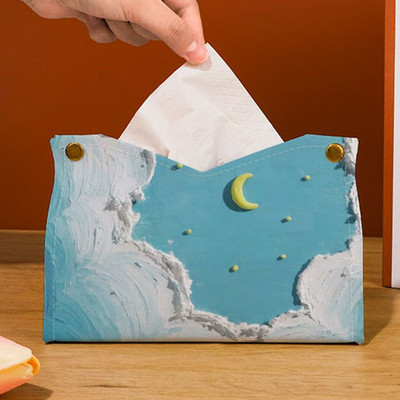 Audinių dėžutė Lengva prabangi svetainė Creative Nordic Ins Wind Storage Automobilinė PU odos siurbimo popierinė dėžutė