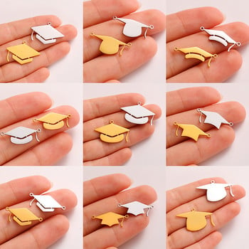 EUEAVAN 5 τμχ Graduation Bachelor Cap Charms Κρεμαστό από ανοξείδωτο ατσάλι για Πανεπιστημιακό Κολιέ Τελετής Κατασκευής κοσμημάτων DIY