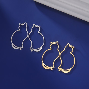 EUEAVAN 5 τμχ Cute Cat Kitten Γούρια από ανοξείδωτο ατσάλι Κρεμαστό για σκουλαρίκια Κολιέ Βραχιόλι Κοσμήματα Κατασκευή Προμήθειες Χονδρική