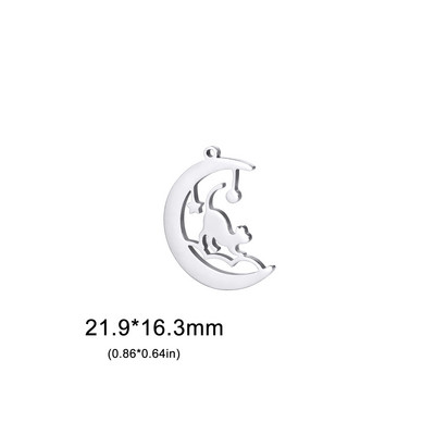 EUEAVAN 5 komada polumjesec mačka privjesci od nehrđajućeg čelika za ogrlice narukvice pribor za izradu nakita životinje DIY privjesak darovi