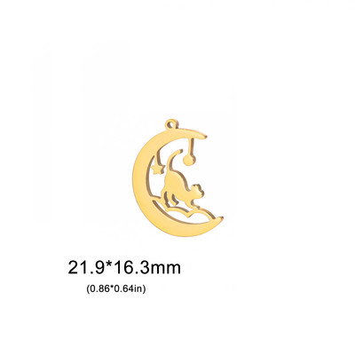 EUEAVAN 5 komada polumjesec mačka privjesci od nehrđajućeg čelika za ogrlice narukvice pribor za izradu nakita životinje DIY privjesak darovi