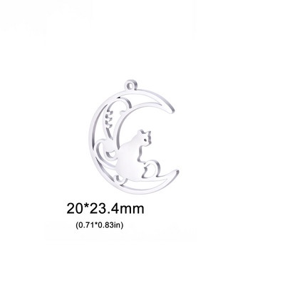 EUEAVAN 5 komada polumjesec mačka privjesci od nehrđajućeg čelika za ogrlice narukvice pribor za izradu nakita životinje DIY privjesak darovi