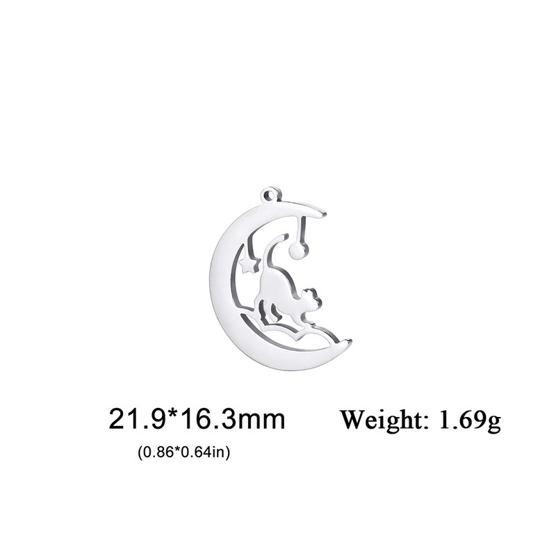 EUEAVAN 5 komada polumjesec mačka privjesci od nehrđajućeg čelika za ogrlice narukvice pribor za izradu nakita životinje DIY privjesak darovi