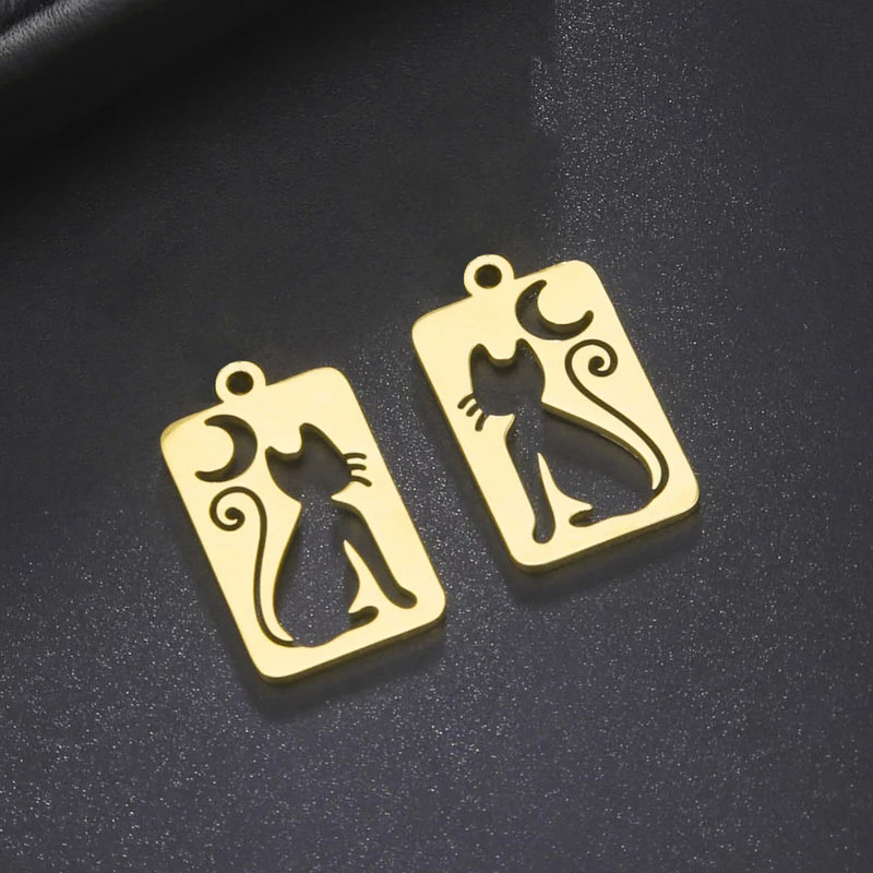 EUEAVAN 5tk roostevabast terasest kassikuu võlusid kõrvarõngastele kaelakee ehete valmistamise tarvikud loomade võluripatsid isetegemise ehted